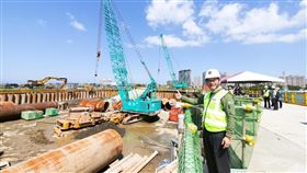 林佳龍於2021年2月24日，出席淡江大橋主橋塔首支基樁打設祈福儀式。（圖／翻攝自林佳龍臉書）