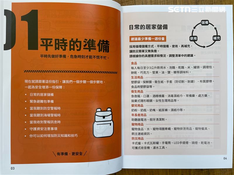 新版「台灣全民安全指引」約30頁，圖為部份內容。（資料照／記者楊士誼攝影）