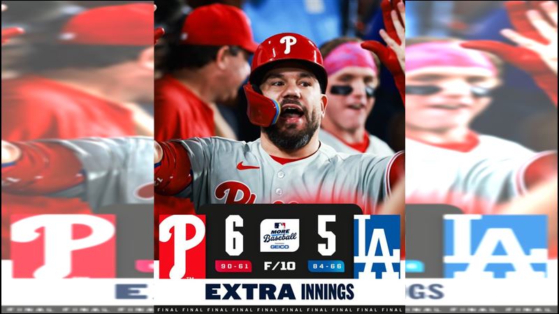 費城人16日以6：5險勝道奇。（圖／翻攝自MLB X）
