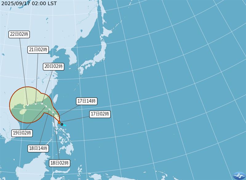 TD20最快今日生成颱風米塔，不排除發布海上警報。（圖／中央氣象署）