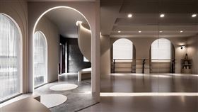 大地色系與流線設計結合　提升舞者情感流動空間。(圖／幸福空間-恆岳空間設計提供)