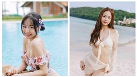 郭郭（左）與 林采婕青春不留白，初次穿上比基尼拍照。（圖／星光瑞瑞提供）