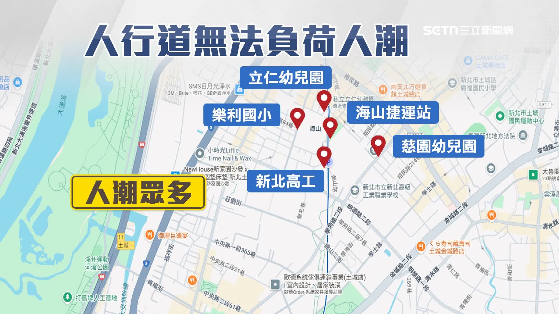 人潮眾多，人行道無法負荷人潮