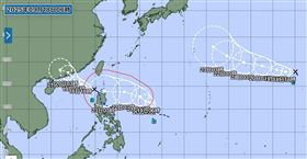氣象粉專「觀氣象看天氣」今（18）天一早發文指出，一天內將三颱共舞！（圖／翻攝自觀氣象看天氣）