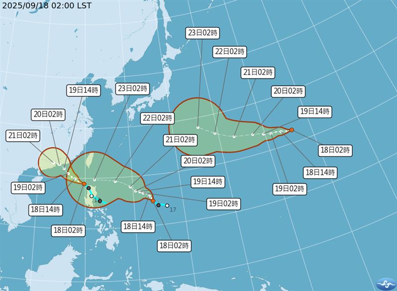 目前有3個熱帶性低氣壓。(圖/氣象署)