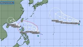 氣象粉專「觀氣象看天氣」今（18）天一早發文指出，一天內將三颱共舞！（圖／翻攝自觀氣象看天氣）