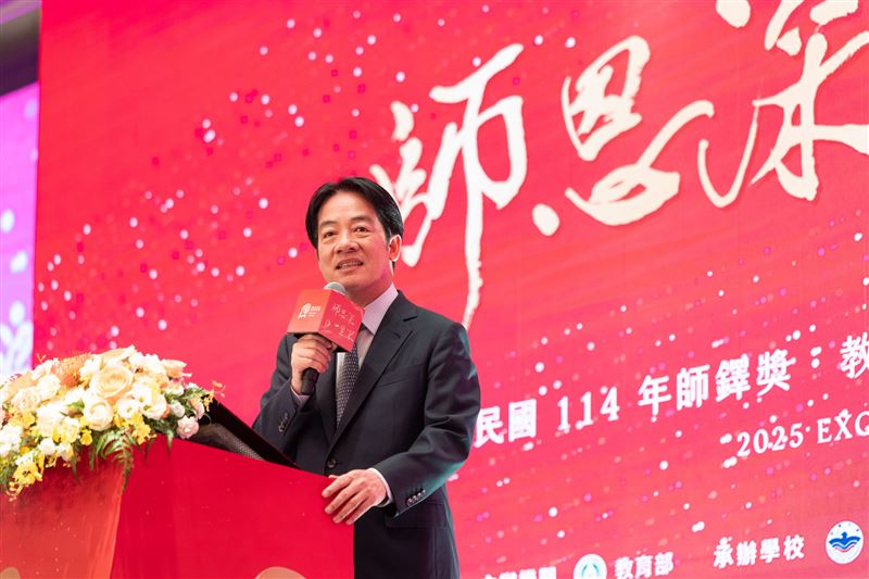 總統賴清德出席「114年師鐸獎、教育奉獻獎及資深優良教師表揚大會」。（圖／總統府提供）