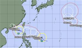 米塔颱風,樺加沙颱風,浣熊颱風。（圖／翻攝自日本氣象廳）