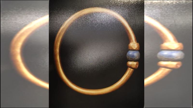 西元前一千年法老阿蒙尼莫佩（Amenemope）所有的手鐲，上頭鑲嵌青金石珠，象徵法老尊貴與權威。原本被妥善保存在實驗室保險箱內，卻在9月9日離奇失蹤。（圖／埃及旅遊古物部臉書）