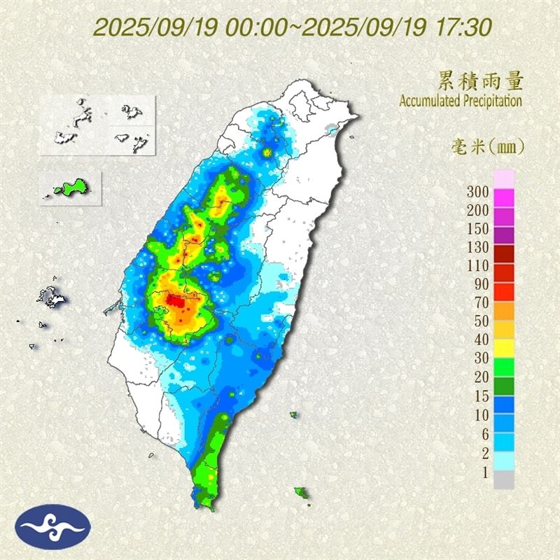 下周一到周三花東、高屏山區及宜蘭山區恐有豪雨等級以上的降雨。（圖／翻攝中央氣象署網站）