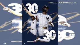 齊森姆（Jazz Chisholm Jr.）達成「30轟30盜」成為洋基隊史第3人。（圖／翻攝自洋基推特）