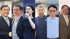 國民黨主席參選人左至右：郝龍斌、羅智強、鄭麗文、張亞中、卓伯源、蔡志弘。（組合圖／資料照）