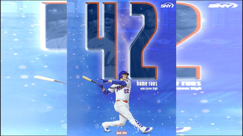 索托（Juan Soto）敲出本季第42轟，改寫生涯單季新高。（圖／翻攝自SNY Mets推特）