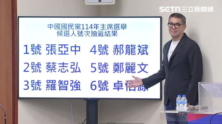 國民黨主席號次抽籤，由連勝文主持。（圖／翻攝畫面）