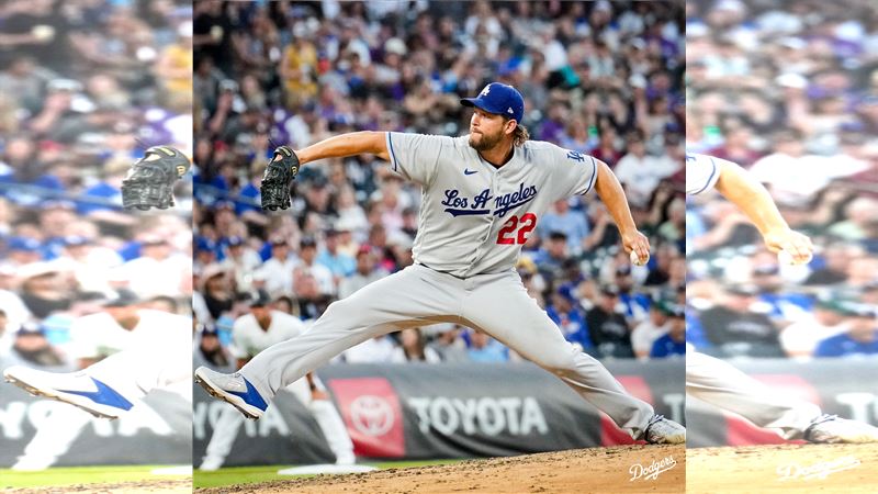 道奇強投柯蕭（Clayton Kershaw）在全場歡呼下退場。（圖／翻攝自X平台 @Dodgers）