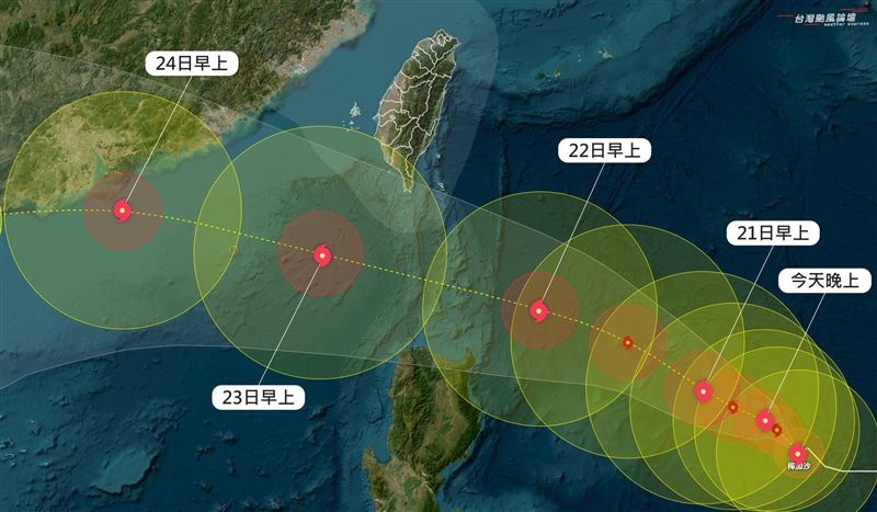 颱風環流持續整合、爆發，強度增強中。（圖／翻攝自台灣颱風論壇｜天氣特急）