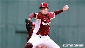 胡金龍引退賽，樂天桃猿先發投手林子崴。（圖／記者劉彥池攝影）