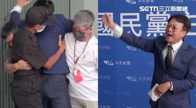 怒喊這不是獨裁什麼是獨裁，卓伯源8度闖國民黨主席辯論。（組合圖／翻攝畫面）
