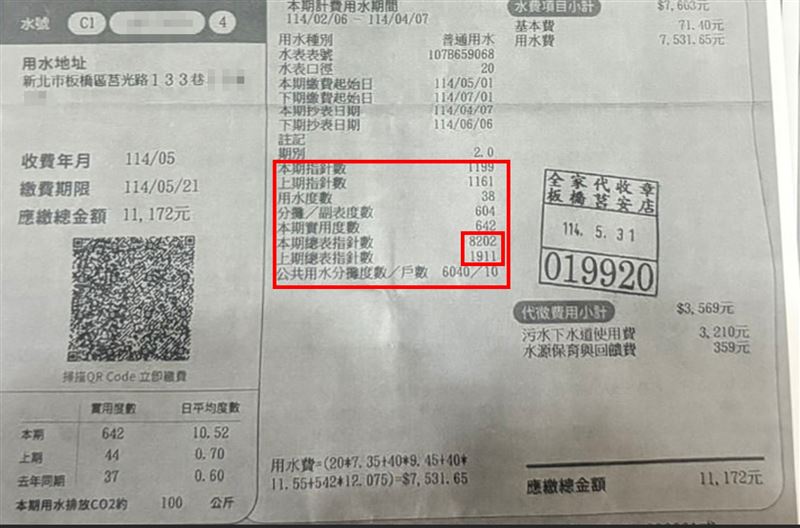 水費暴增的水費單。（圖／記者莊淇鈞攝影）