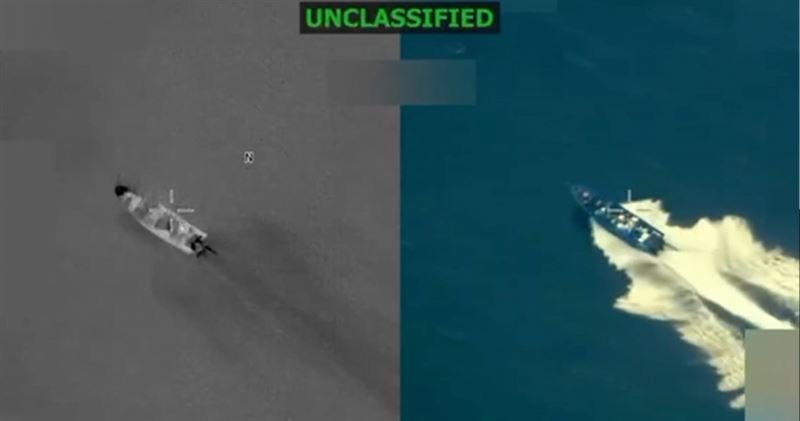 川普公布美軍攻擊毒梟走私船的影片。（圖／翻攝自Truth Social @realDonaldTrump）