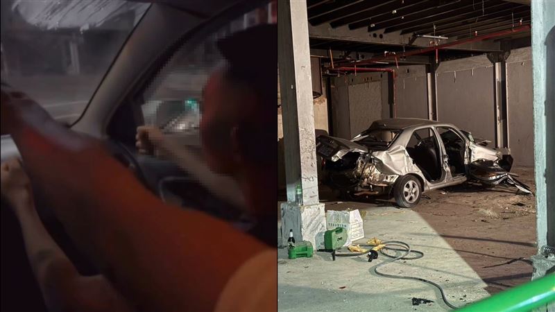 5人乘坐的轎車幾乎撞爛。（圖／翻攝自當事人IG）