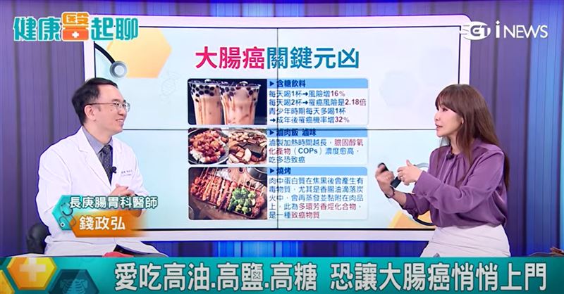 32歲女持續腹瀉,確診早發性大腸癌。胃腸肝膽科醫師錢政弘提醒,少吃甜食與速食、多日照,幫助降低罹癌風險。(圖/翻攝自祝你健康)