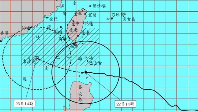 樺加沙暴風圈已進入恆春半島。（圖／氣象署）