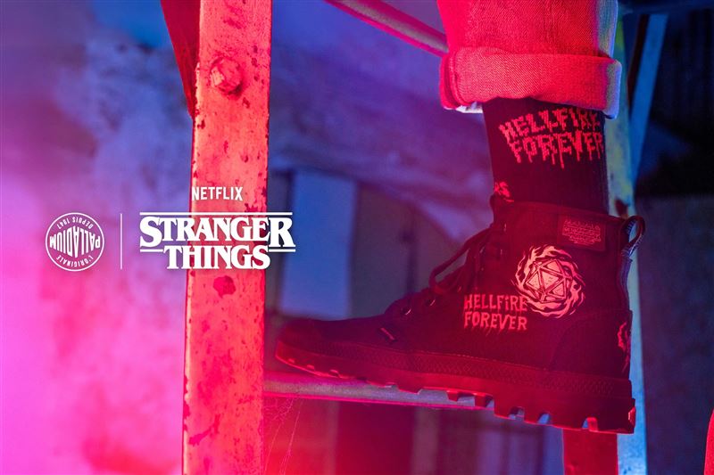 PALLADIUM攜《STRANGER THINGS》，推出兩大聯名主題HELLFIRE地獄火系列與DEMODOG魔狗系列。（圖／品牌業者提供）