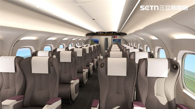 N700ST列車商務車廂，座椅以褐色為基調，牆面採米色、車廂門搭配金色，地毯則使用黑白灰交織的紋理面料。（圖／台灣高鐵提供）