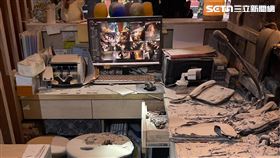 湯布院櫃台遭縱火後撲滅。（圖／民眾提供） 