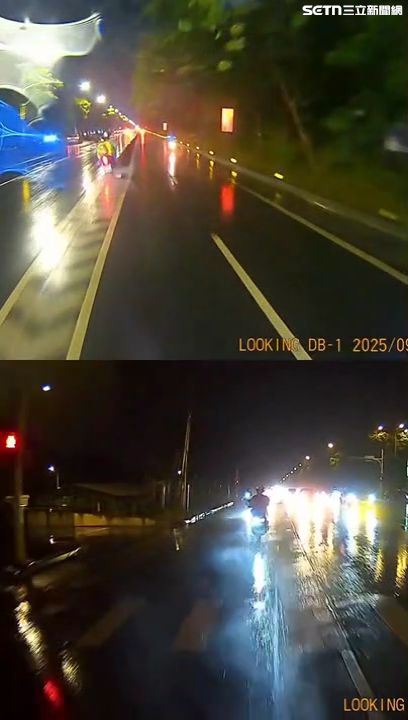 北市盧婦騎車載著10歲兒子行經大度路時自撞分隔島送醫救治。（圖／翻攝畫面）