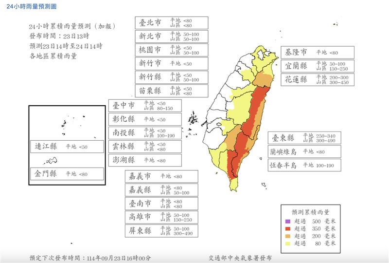 最新雨量預測。（圖／氣象署）