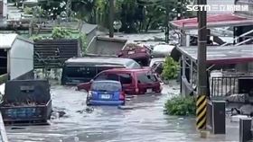 樺加沙颱風襲台，造成花蓮馬太鞍溪堰塞湖提前溢流。（圖／翻攝畫面）