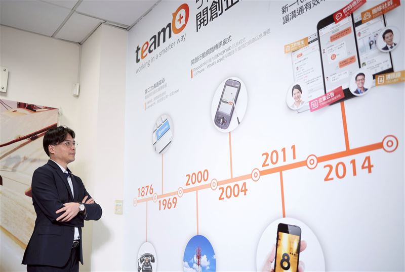 互動資通創辦人郭承翔2005年就推出Team+，比微軟高度雷同的Teams早了12年。（圖／記者鄭孟晃攝影）