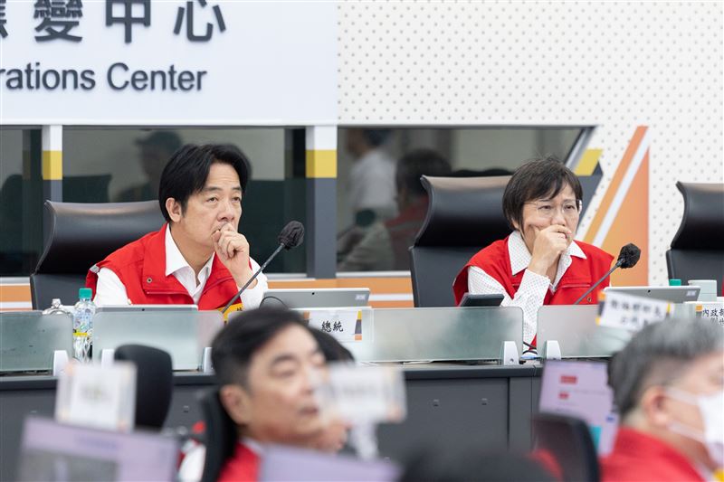 總統賴清德22日視察中央災害應變中心。（圖／總統府提供）