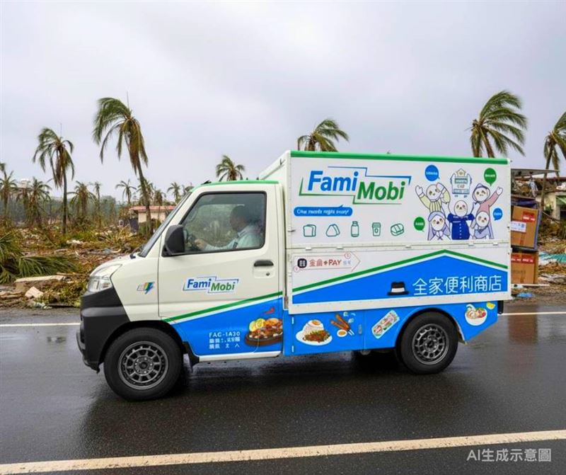 全家首度出動「Fami Mobi智慧零售車」，提供熟食、繳費服務。(圖／全家提供）