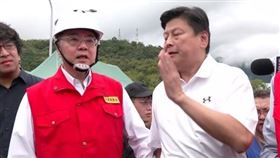 卓榮泰赴花蓮光復勘災，傅崑萁應要釐清堰塞湖誰管，抱怨側翼攻擊，你來我往。（圖／翻攝畫面）