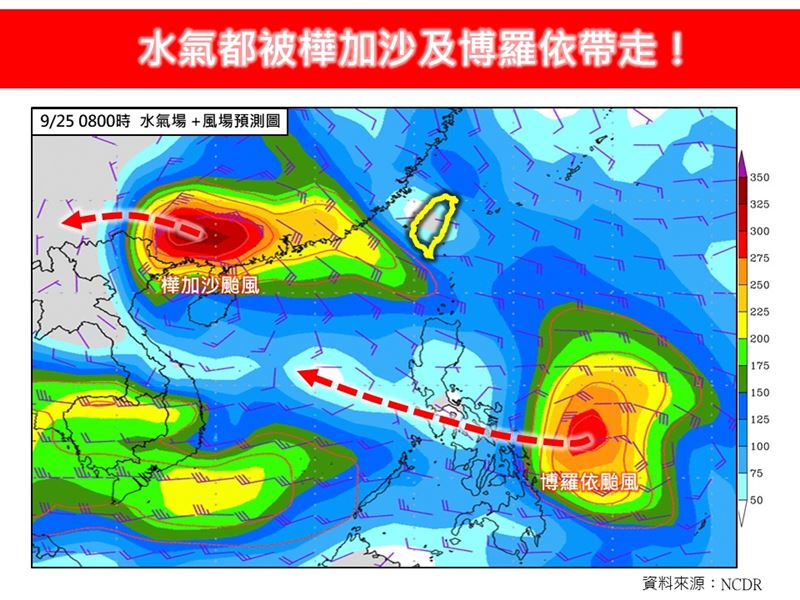 水氣都被樺加沙及博羅依帶走。（圖／翻攝自林老師氣象站臉書）