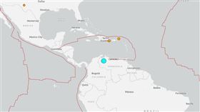 委內瑞拉西部和北部今日發生規模6.2地震。（圖／翻攝自USGS）