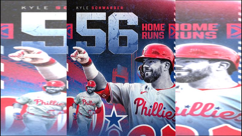 舒瓦伯（Kyle Schwarber）本季第55、56轟同場出爐。（圖／翻攝自MLB X）
