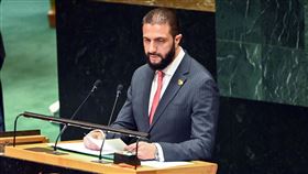 敘利亞總統夏拉（Ahmed al-Sharaa）於聯合國大會發表演說。（圖／達志影像）