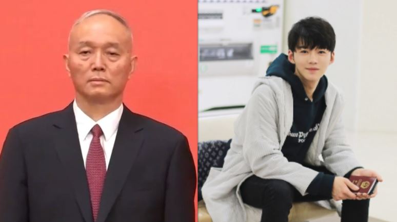 其中被點名的關鍵人物之一是演員蔡乙嘉（右），網路流出多項比對資料，質疑他是蔡奇（左）私生子，並在事發當天曾現身聚會。（圖／翻攝自維基百科、百度百科）