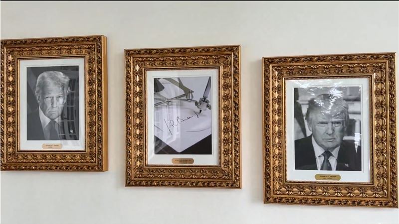 川普將前總統拜登的肖像替換成「自動筆」。（圖／翻攝自X平台 @nicksortor）