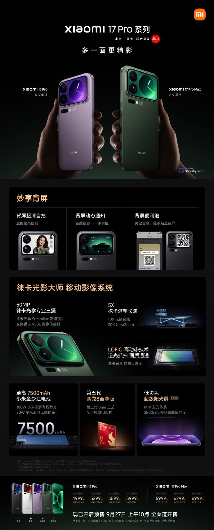 小米17/Pro/Pro Max三機齊發。（圖／翻攝自小米微博）