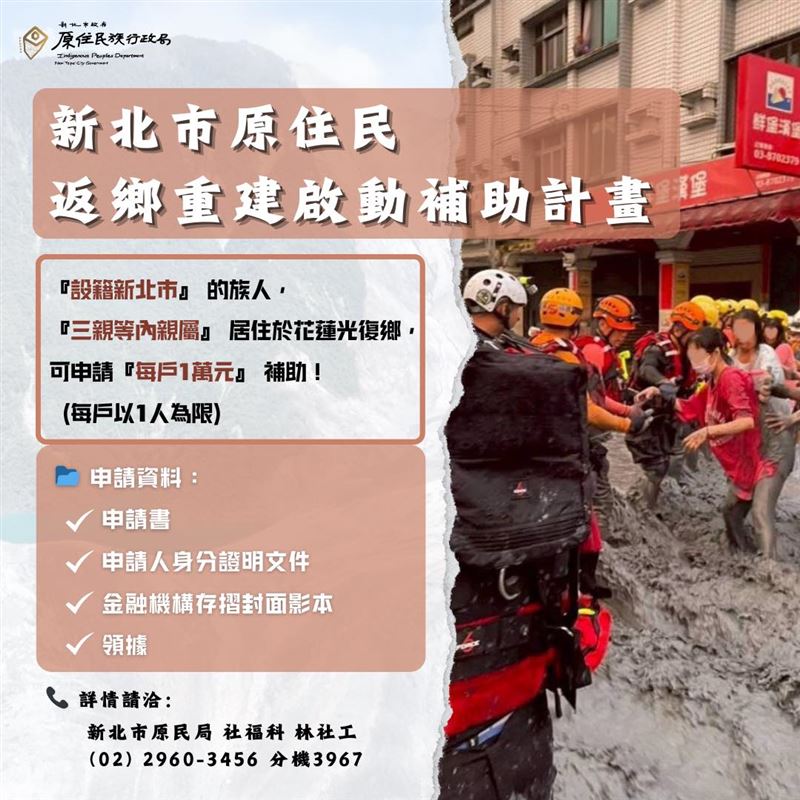 新北原民局祭出補助方案。（圖／翻攝自新北原民局）