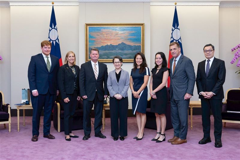 副總統蕭美琴接見美國智庫「印太安全研究所」訪問團。（圖／總統府提供）