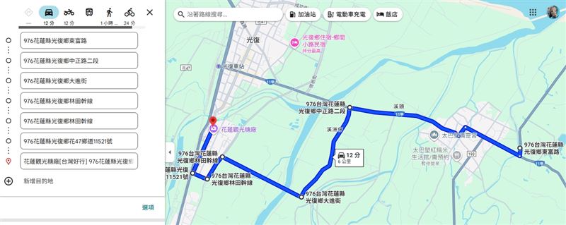 大進街替代道路路線。 (圖/Google maps)