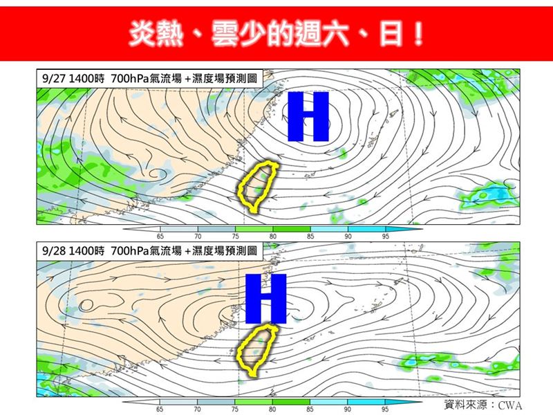 林得恩表示，明後兩天受東南至偏南風影響，各地多雲到晴。（圖／翻攝自林老師氣象站臉書）