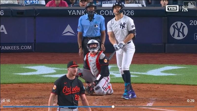史坦頓（Giancarlo Stanton）單場雙響，本季75場出賽敲出23轟。（圖／翻攝自MLB官網）