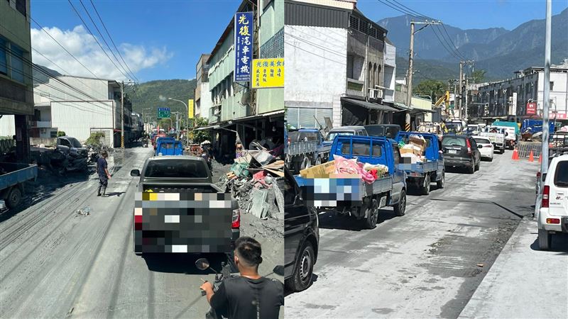 私家車湧入光復。（圖／取自爆廢公社二館）